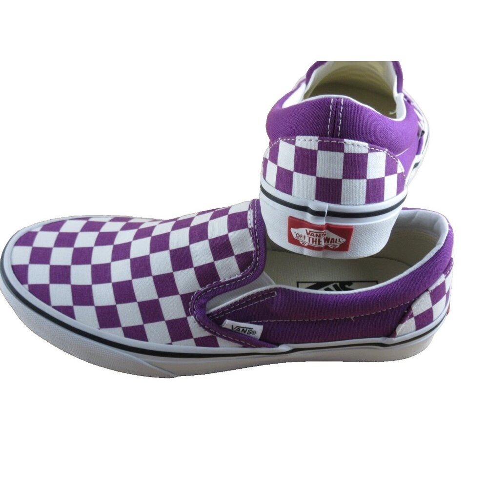 Vans Women's Classic Slip On Willow Purple White Checker Shoes Sizes NEW - Picture 6 of 7